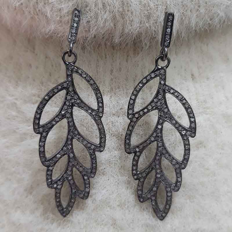 Gorgeous Leaf Designer Pave Diamond Earrings, Leaf Design Earring, Gift For Loved One, Valentine's Day Gift