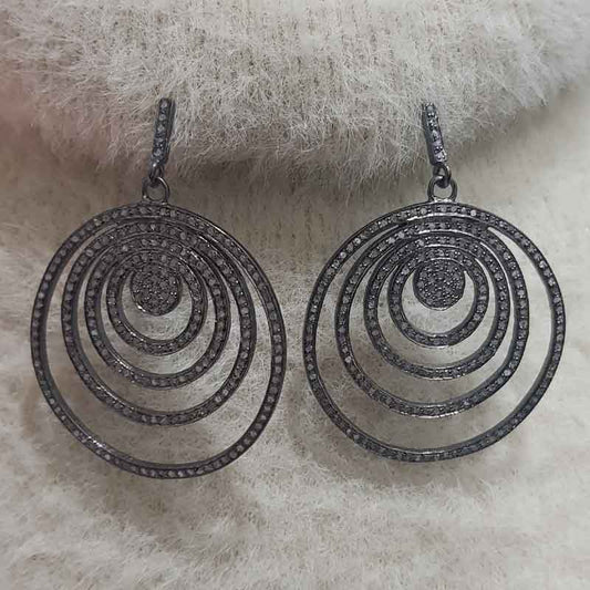 Round Designer Earrings With Pave Layers, Fancy Earring, Gift For Bride, Wedding Gift