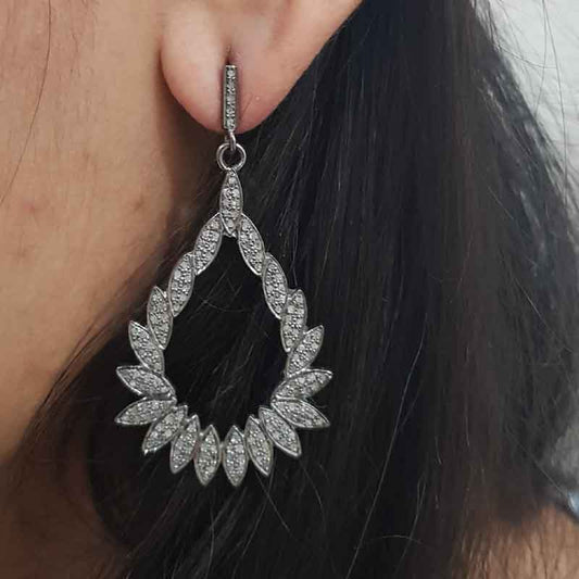 Nature-Inspired Elegance, Small Pave Leaf's  Designer Earrings, Silver Jewelry, Gift For Girl