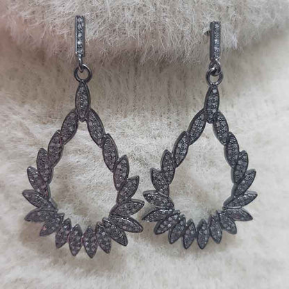 Nature-Inspired Elegance, Small Pave Leaf's  Designer Earrings, Silver Jewelry, Gift For Girl