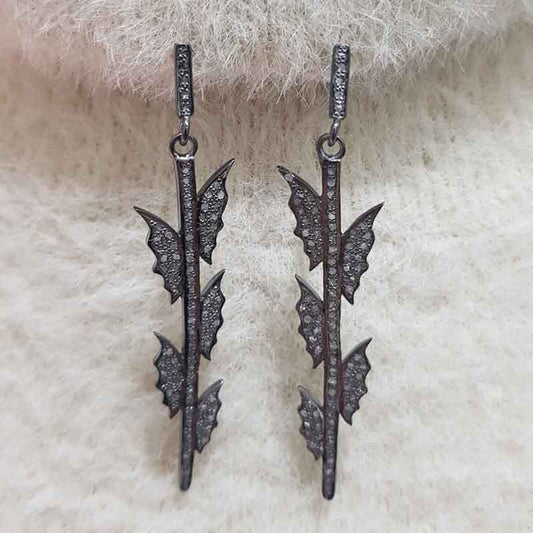 Earrings to Lift Your Style, Long Glorious Butterfly Designer Pave Diamond Earrings, Silver Earrings, Gift For Wife