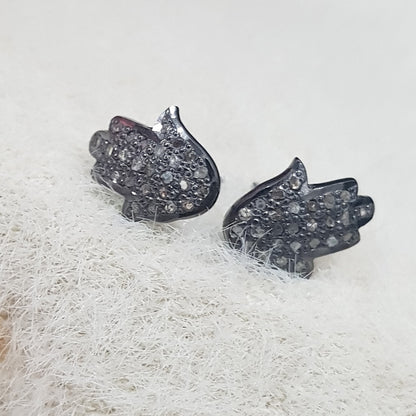 Hamsa Hand Designer Pave Diamond Beautiful Stud, Silver Earrings, Birthday Gift, Gift For Loved One