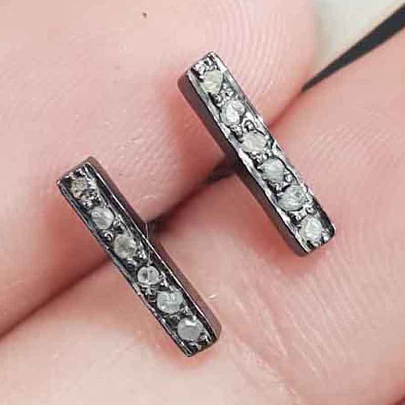 Gorgeous One Line Pave Diamond Stud, Fancy Earrings, Silver Jewelry, Gift For Girl