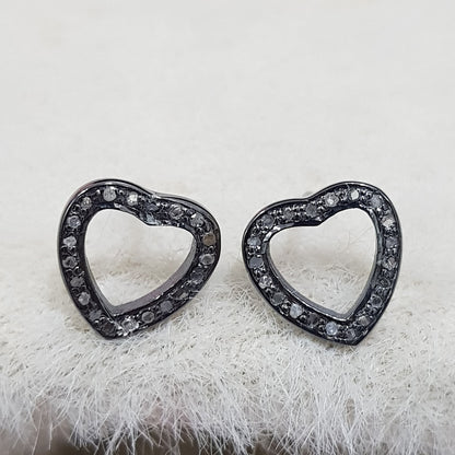 Open Heart Stud Earrings, Open Heart Designer Pave Diamond Beautiful Stud Earrings, Minimalist Stud