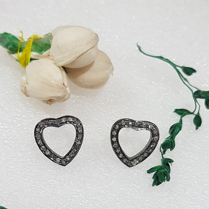 Open Heart Stud Earrings, Open Heart Designer Pave Diamond Beautiful Stud Earrings, Minimalist Stud