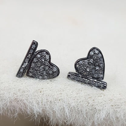 Pave Diamond Small Shiny Heart Stud,  Heart-Shaped Stud Earrings, Valentines Day Gift, Gift For Girlfriend