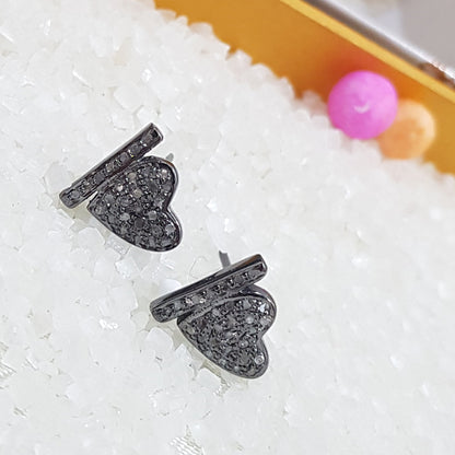 Pave Diamond Small Shiny Heart Stud,  Heart-Shaped Stud Earrings, Valentines Day Gift, Gift For Girlfriend