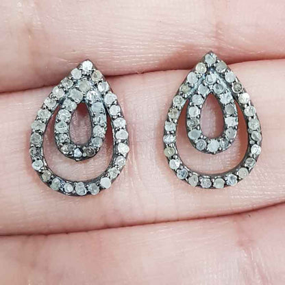 Fancy Designer Pave Diamond 925 Sterling Silver Stud/Earring, Silver Jewelry, Gift For Mom, Mothers Day Gift