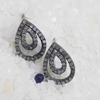 Fancy Designer Pave Diamond 925 Sterling Silver Stud/Earring, Silver Jewelry, Gift For Mom, Mothers Day Gift