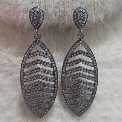 Precious 925 Sterling Black Plated Designer Silver Earrings, Gift For Lady, Birthday Gift