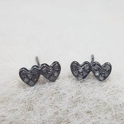 Small Joined Heart Stud, Silver Jewelry, Gift For Wife