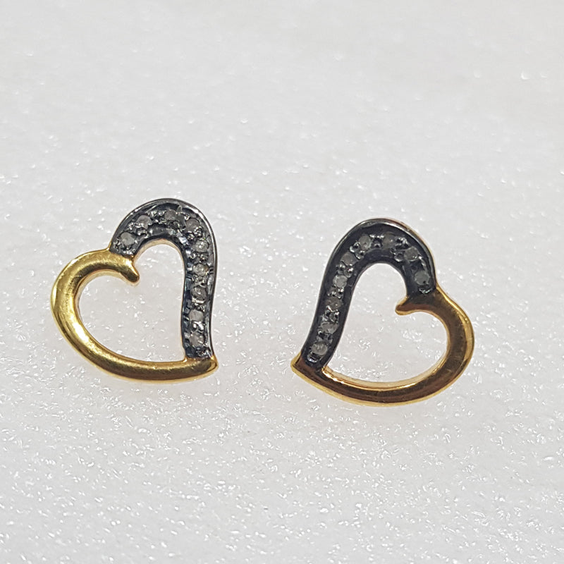 Stunning Fancy Designer Pave Diamond Heart stud, Silver Jewelry