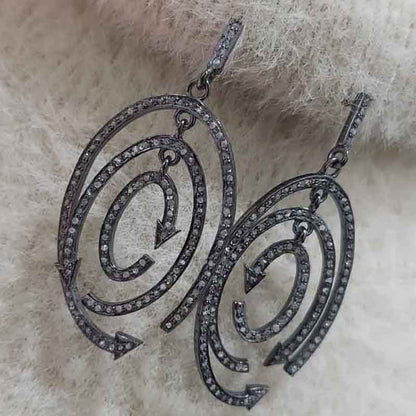 Charming CC Style Pave Diamond Silver Earrings, Stylish Earrings, Silver Jewelry