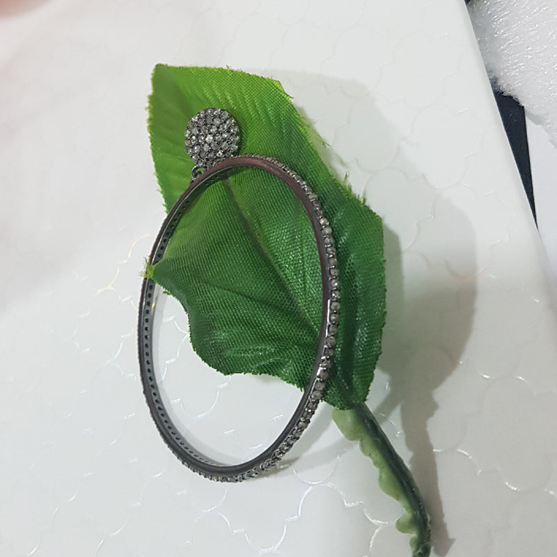 Shiny Round Designer Pave Diamond Hoops/Bali/Earrings, Hoops Earrings, Silver Jewelry