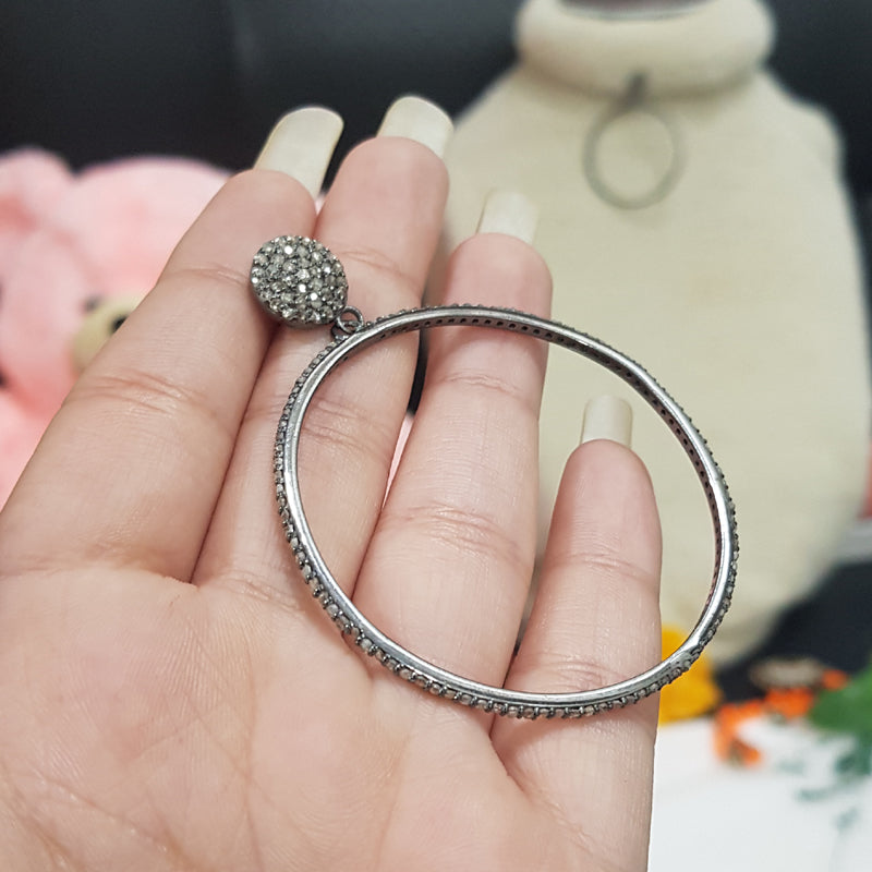 Shiny Round Designer Pave Diamond Hoops/Bali/Earrings, Hoops Earrings, Silver Jewelry