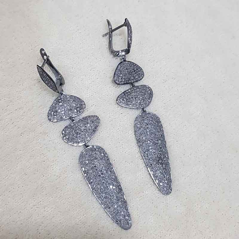 Natural Handmade Fancy Designer Fanciable Silver Earrings, Gift For Lady