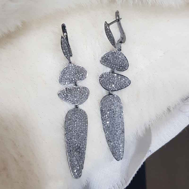 Natural Handmade Fancy Designer Fanciable Silver Earrings, Gift For Lady