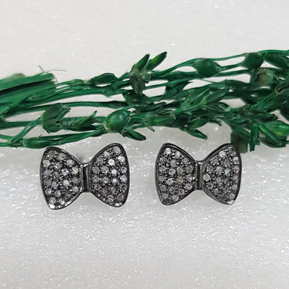 Gorgeous Pave Diamond Butterfly Stud Earrings, Silver Jewelry, Gift For Mom