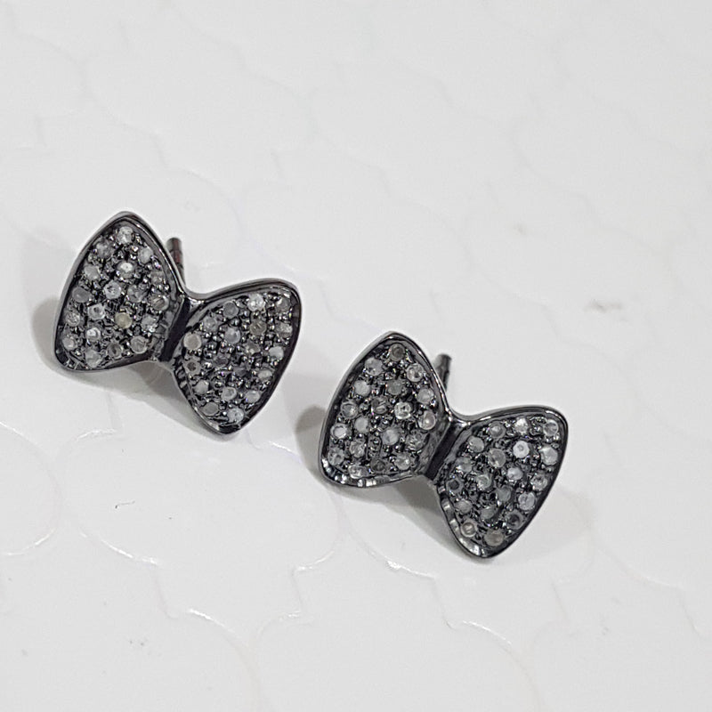 Gorgeous Pave Diamond Butterfly Stud Earrings, Silver Jewelry, Gift For Mom