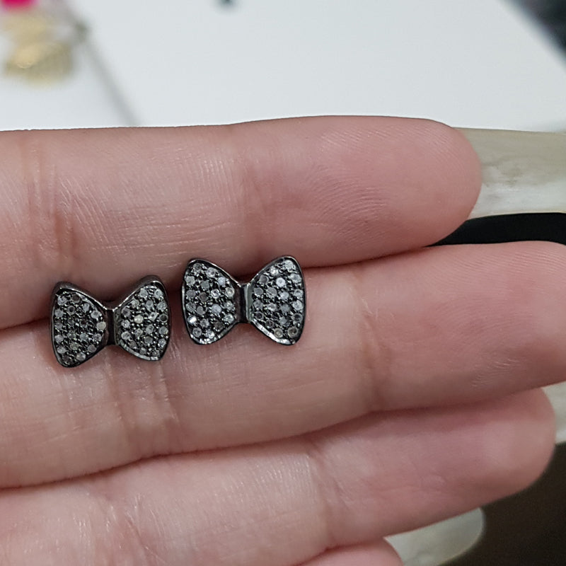 Gorgeous Pave Diamond Butterfly Stud Earrings, Silver Jewelry, Gift For Mom