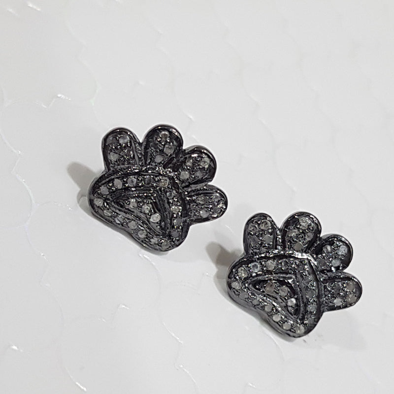 Pave Diamond Elegant Lion Paw Stud/Earrings, Silver Jewelry, Gift For Girl