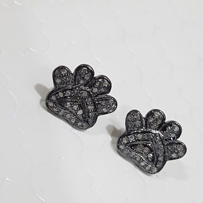 Pave Diamond Elegant Lion Paw Stud/Earrings, Silver Jewelry, Gift For Girl