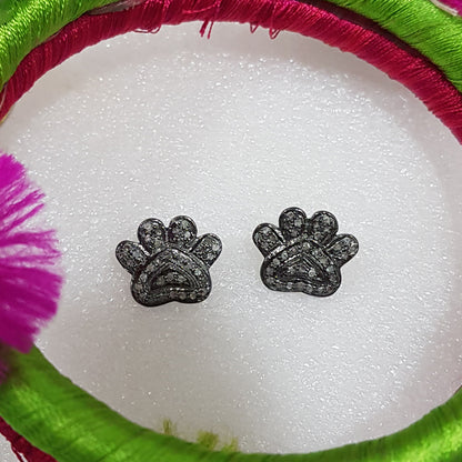 Pave Diamond Elegant Lion Paw Stud/Earrings, Silver Jewelry, Gift For Girl