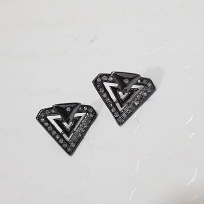 Unique Designer Handmade Style Pave Diamond Stud/Earrings, Silver Jewelry, Gift For Mom