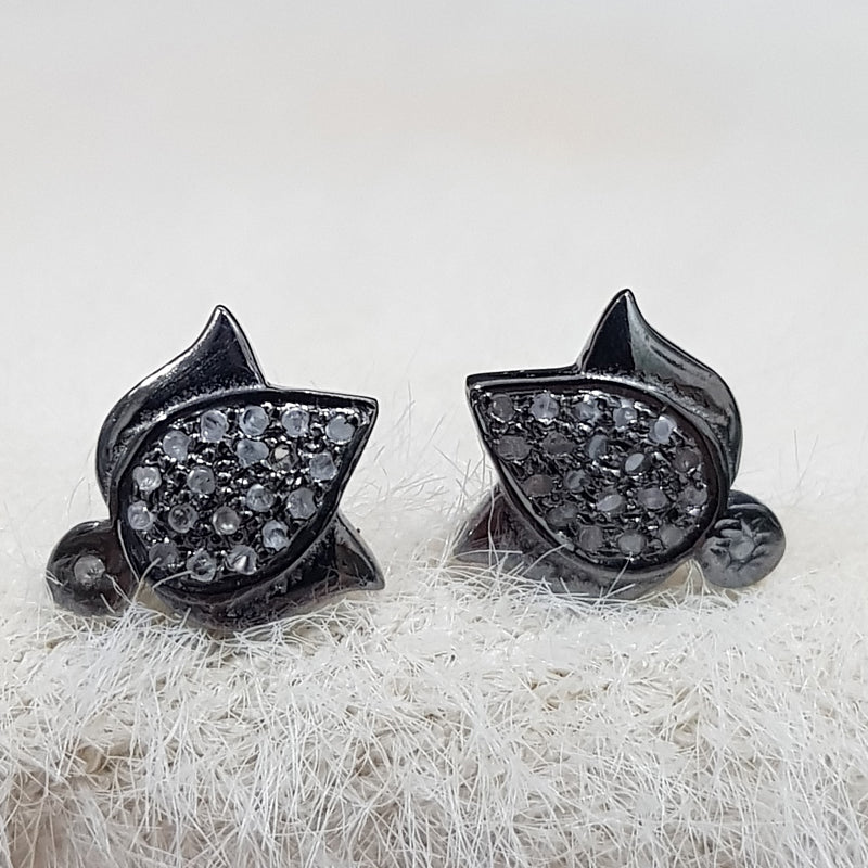 Lovely Lotus Flower Style Pave Diamond Earrings/Stud, Lotus Style Stud, Anniversary Gift