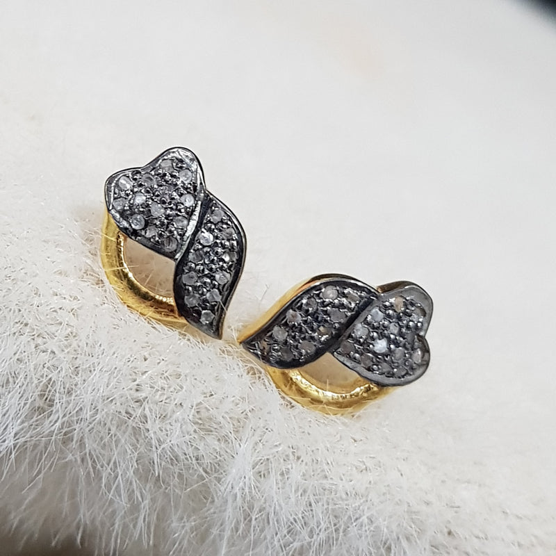 Fancy Heart Style Pave Diamond Handmade Designer Stud/Earrings, Cutest Studs