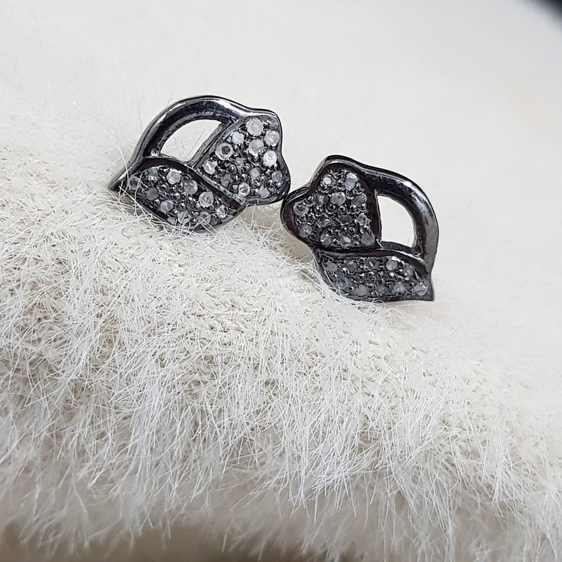 Fancy Heart Style Pave Diamond Handmade Designer Stud/Earrings, Cutest Studs