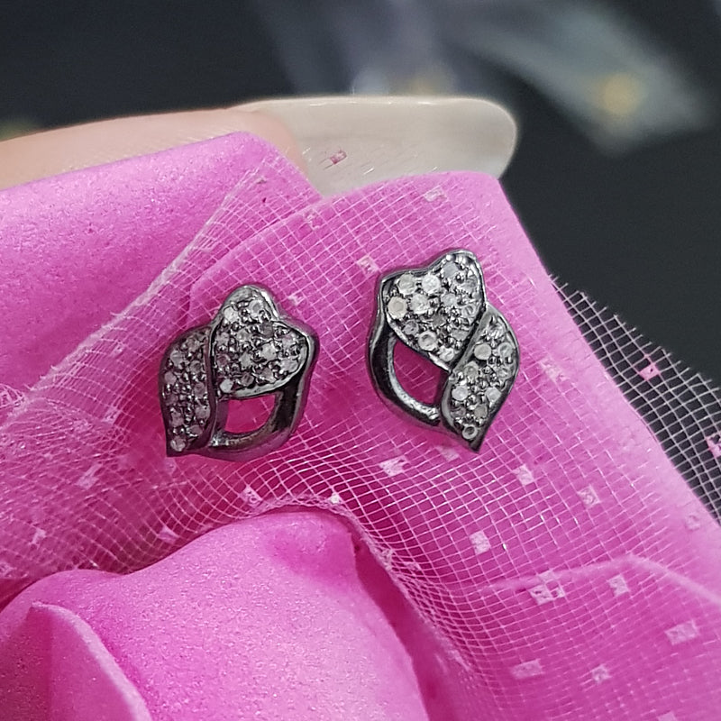 Fancy Heart Style Pave Diamond Handmade Designer Stud/Earrings, Cutest Studs