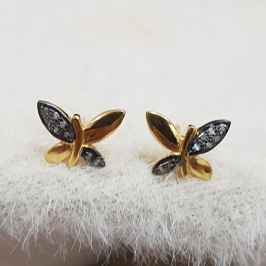 Glorious Butterfly Stud With Pave Diamond layers, Butterfly Studs, Birthday Gift