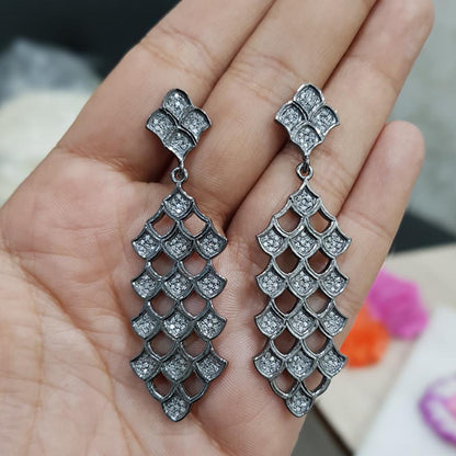 New Style 925 Sterling Silver Pave Diamond Handmade Beautiful Designer Earrings, Stunning Earrings