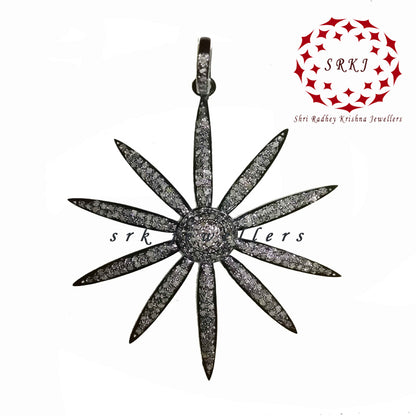 Silver Sunburst Pendant Diamond Starburst Pendant