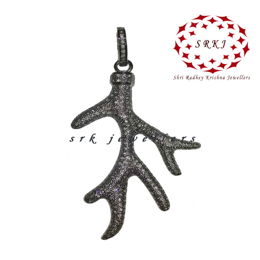 Silver Pave Diamond Tree Pendant