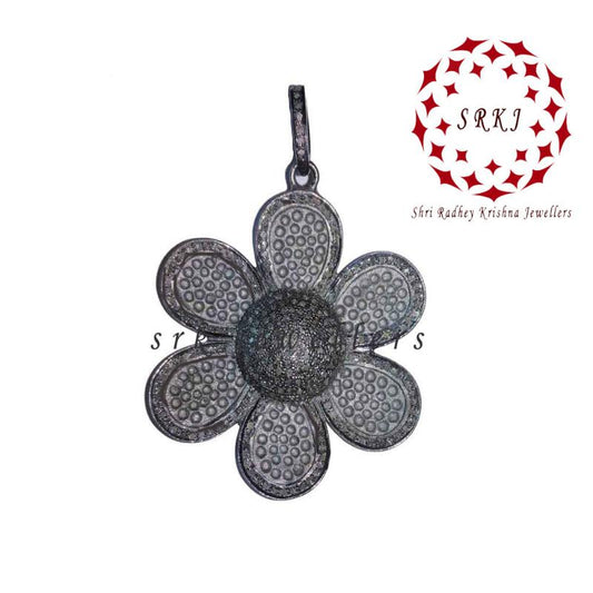 Silver Diamond Flower Pendant, Flower Pendant