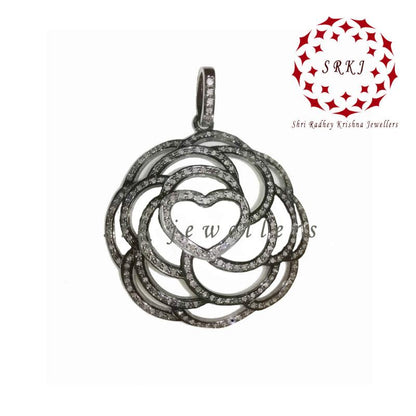 925 Sterling Sliver Flower Pendant, Statement Flower Pendant