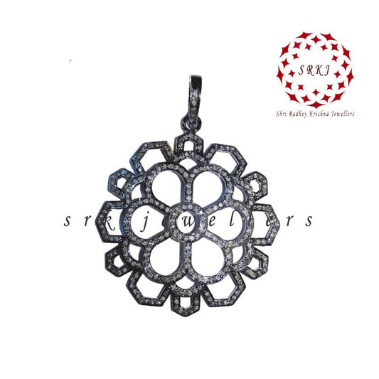 Round Designer Natural Octagon Shape Pendant, Fancy Octagon Pendant, 925 Silver Jewelry