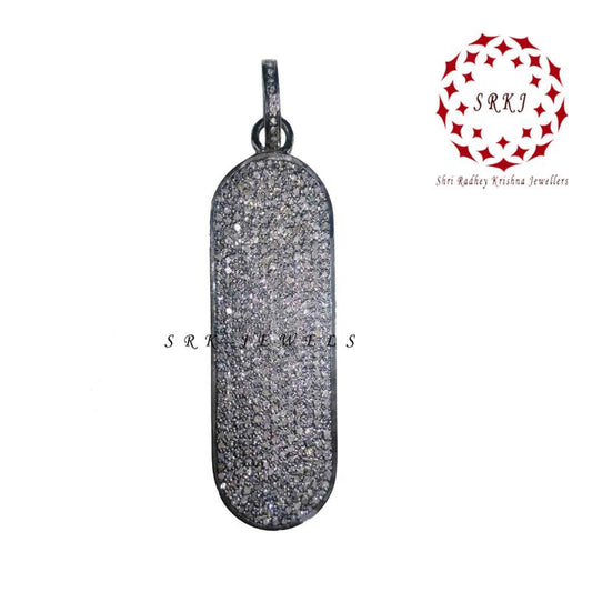 Oval Dog Tag Pendant, Fully Tag Pendant With Pave Diamond, Gorgeous Jewelry