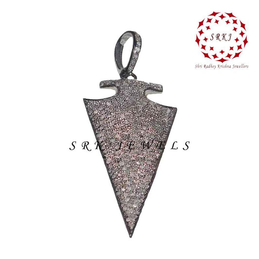 Fancy Designer Fully Pave Diamond arrowhead Pendant, Arrowhead Diamond Pendant, Gorgeous Gift For Someone