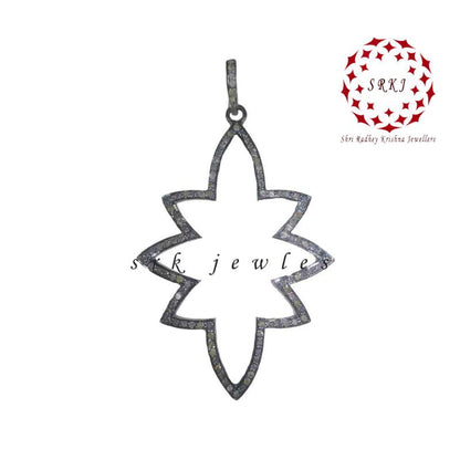 925 Sterling Silver Pave Diamond Star Pendant, Stunning Star Pendant, Gift For Special One