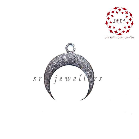 Stunning Crescent Moon Charm, Black Pave Diamond Moon Pendant, Gift For Someone