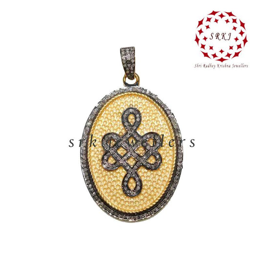 Graceful Pave Diamond Handmade Designer Oval Shaped Fancy Pendant, Yellow Fancy Pendant, Gift For Mom