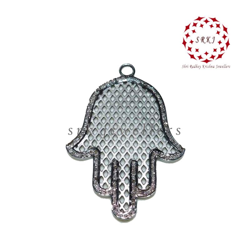 925 Sterling Silver Handmade Designer Hamsa Hand Pendant, Beautifully Wedding Gift For Someone