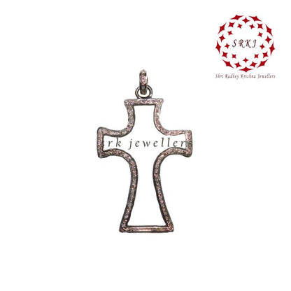 Natural pave diamond 925 Sterling Silver Cross Pendant, Christmas Gift, Gift For Favorite One