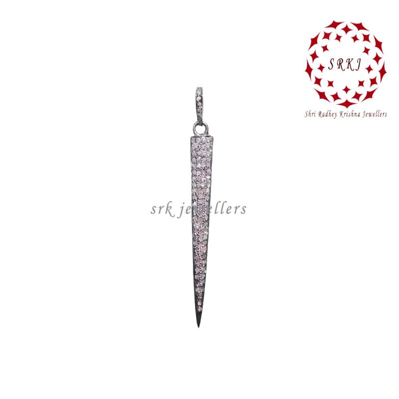 Diamond & Silver Spike Pendant, Statement Spike Pendant, Silver Jewelry