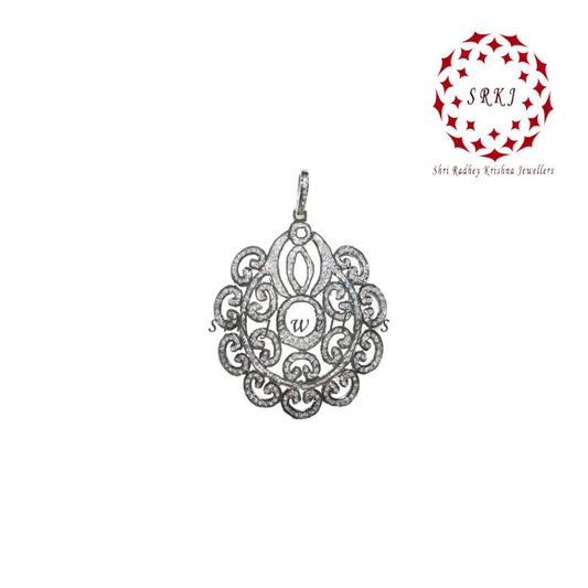 Glorious Flower Style Pave Diamond Pendant, Attractive Flower Pendant, Silver Jewelry