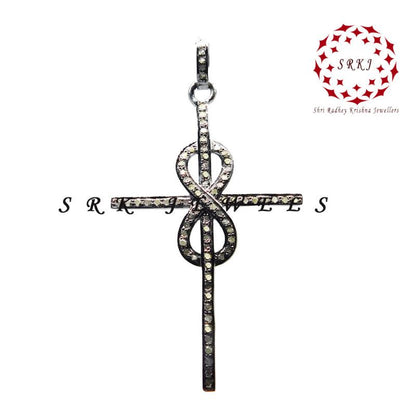 Fancy Eight Designer Pave Diamond cross style pendant, Christmas Gift