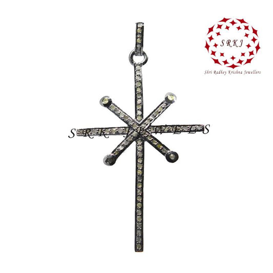 Small with Big Cross Pave Diamond Cross Pendant, Stunning Cross Necklace